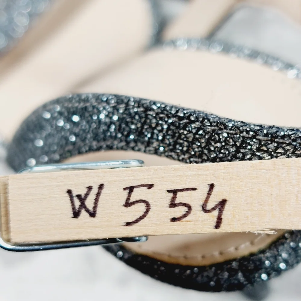 NEW Pelle Moda Rooni Silver Sparkle Mid Heel Slip On Sandals W554 - Picture 13 of 13